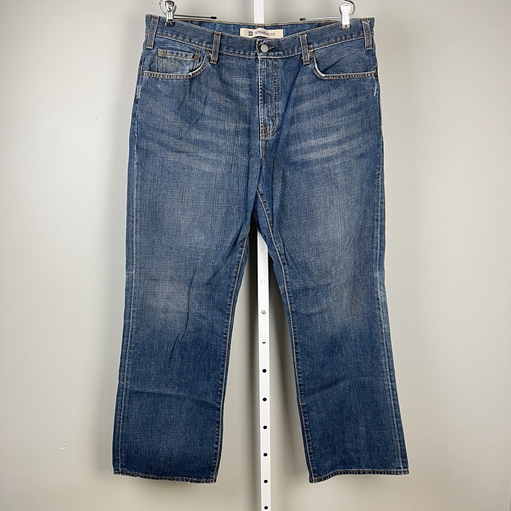 Vintage Y2K GAP Straight Fit Denim Jeans Mens 38x32 Blue 100% Cotton 2005